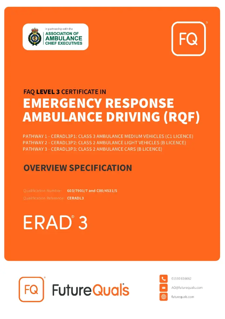 FAQ Level 3 Certificate in Emergency Response Ambulance Driving (RQF) (DEPOSIT)